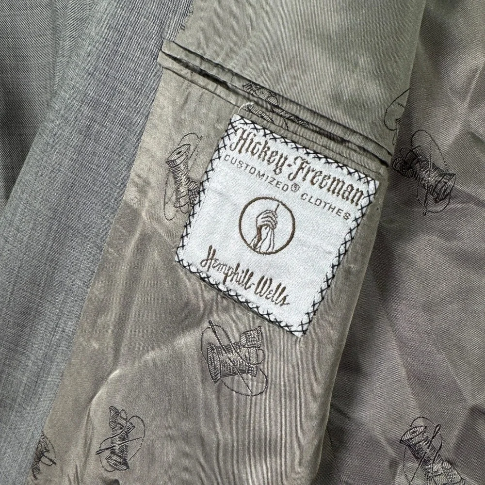 Vintage Hickey Freeman Boardroom Mens 42R Wool Suit Pants 35x28 Gray 2-Button